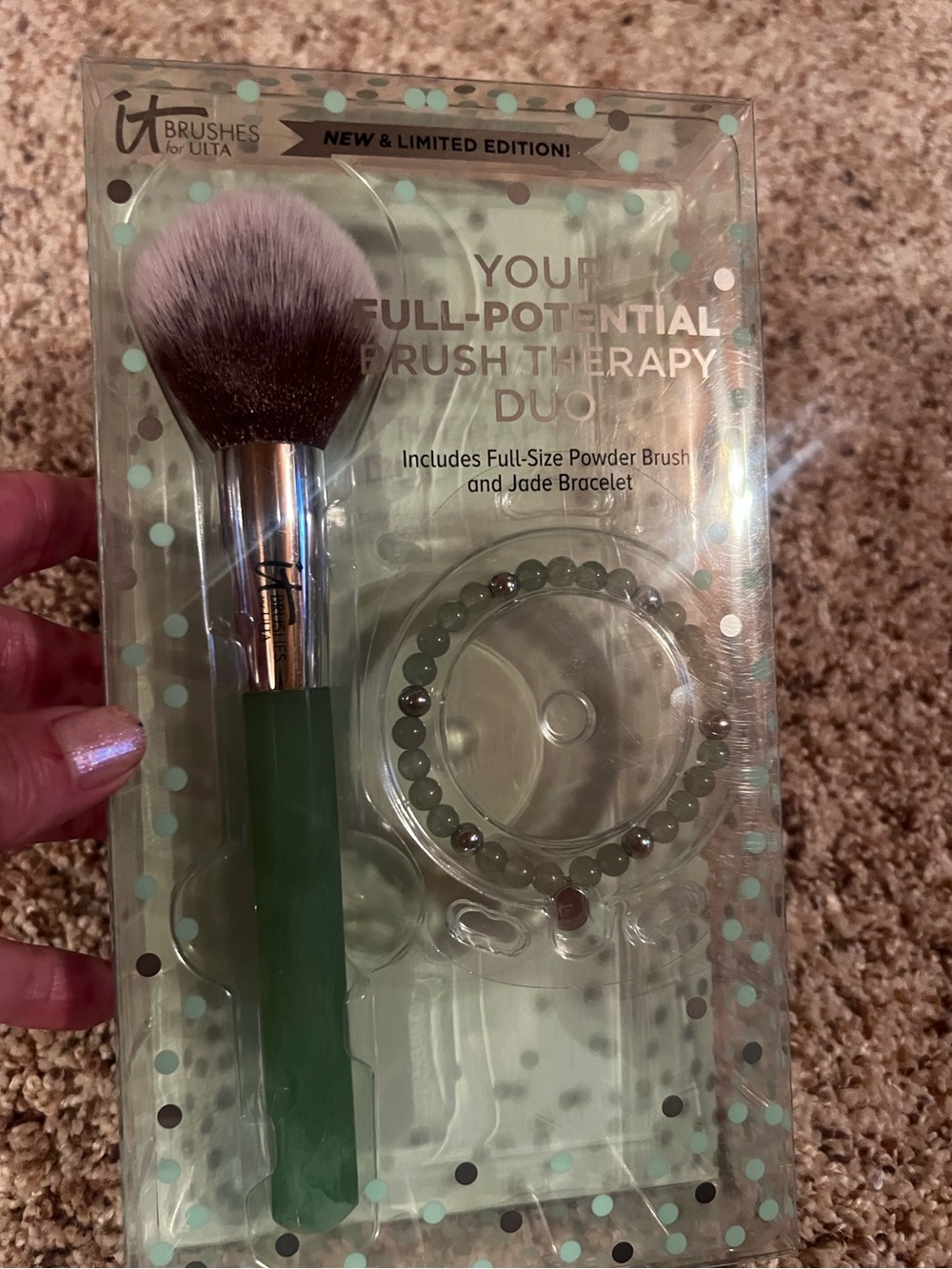 it Limited Edition Full Potential Brush Therapy Duo, brush & jade bracelet, new